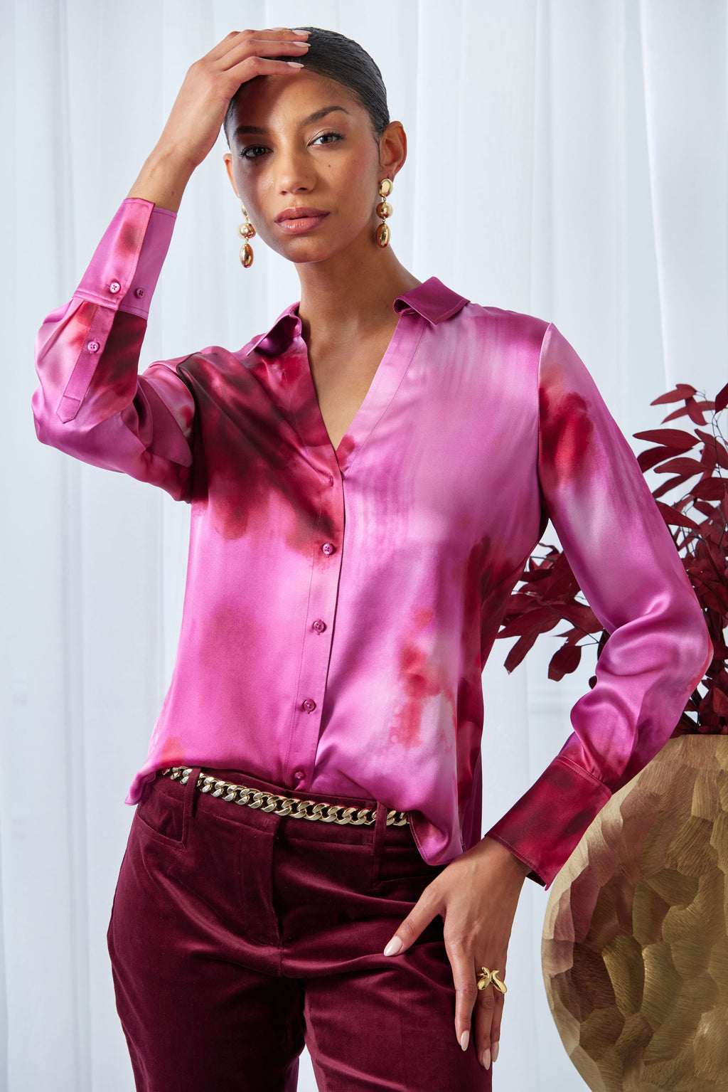 Women Silk Venetian Glass Shirt  | Elie Tahari