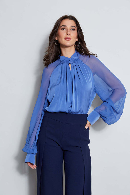 Women Silk Twist Keyhole Shirt  | Elie Tahari