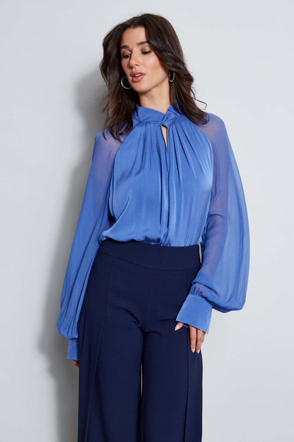 Women Silk Twist Keyhole Shirt  | Elie Tahari