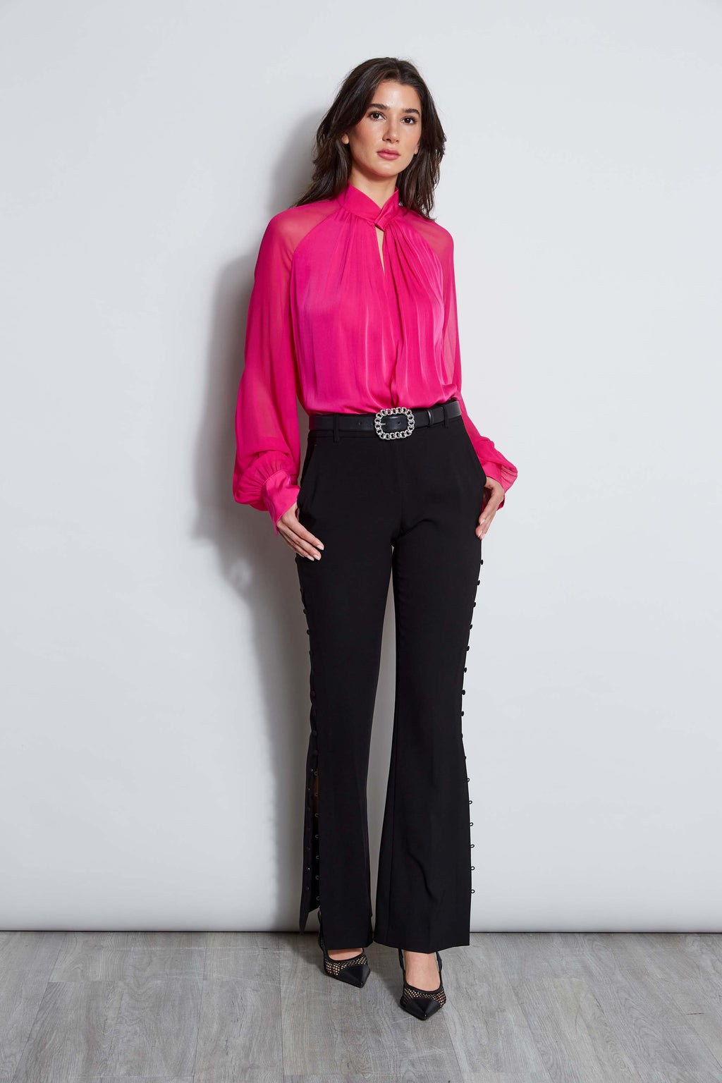 Women Silk Twist Keyhole Shirt  | Elie Tahari