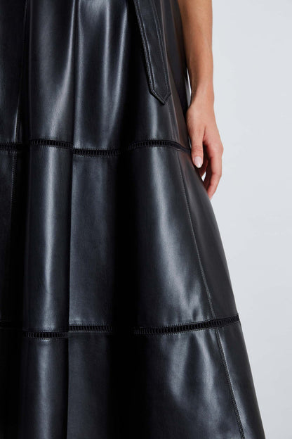Women Vegan Leather Fit & Flare Dress Noir | Elie Tahari