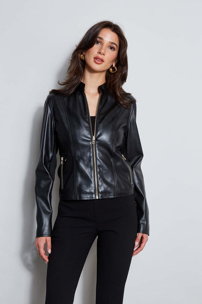 Women Vegan Leather Moto Jacket  | Elie Tahari