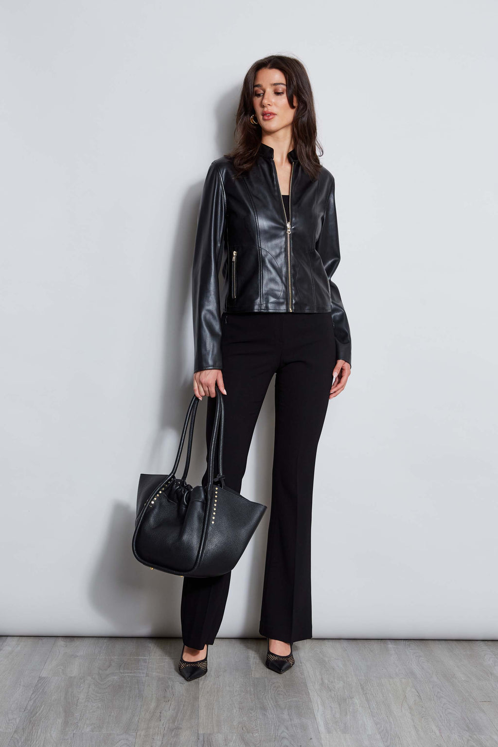 Women Vegan Leather Moto Jacket  | Elie Tahari