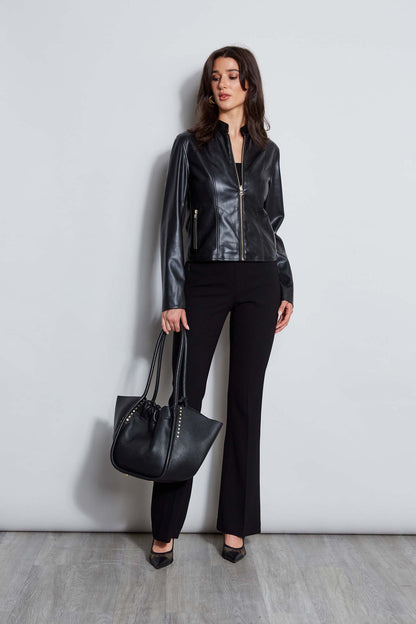 Women Vegan Leather Moto Jacket  | Elie Tahari