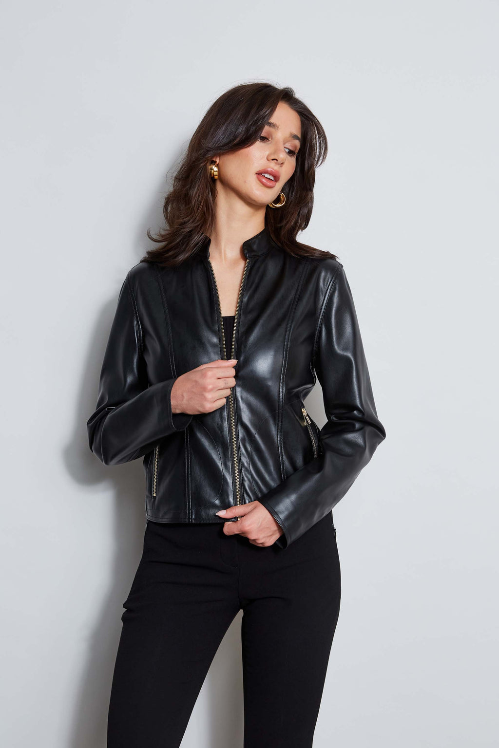 Women Vegan Leather Moto Jacket  | Elie Tahari