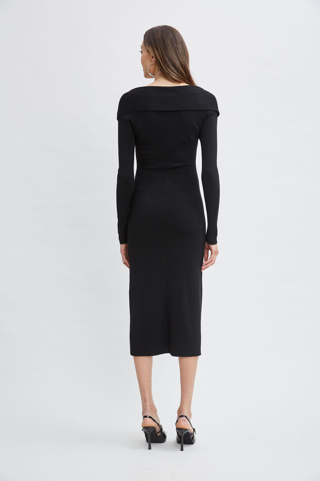 Women Off Shoulder Wool Sweater Dress Noir | Elie Tahari