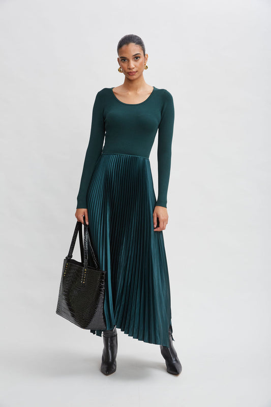 Women Long Sleeve Knit Pleated Dress Juniper | Elie Tahari