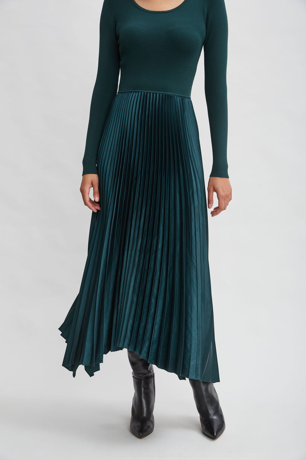 Women Long Sleeve Knit Pleated Dress Juniper | Elie Tahari