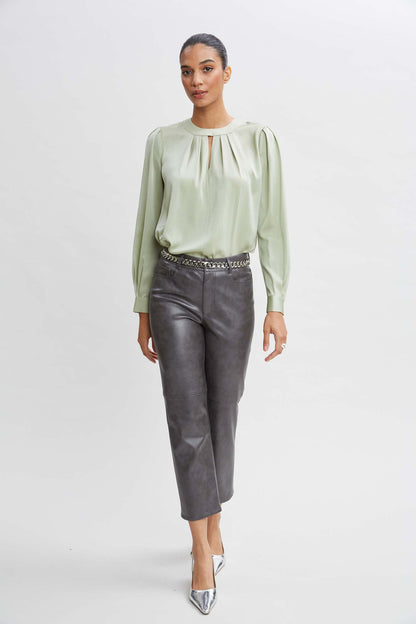 Women Silk Keyhole Shirt  | Elie Tahari