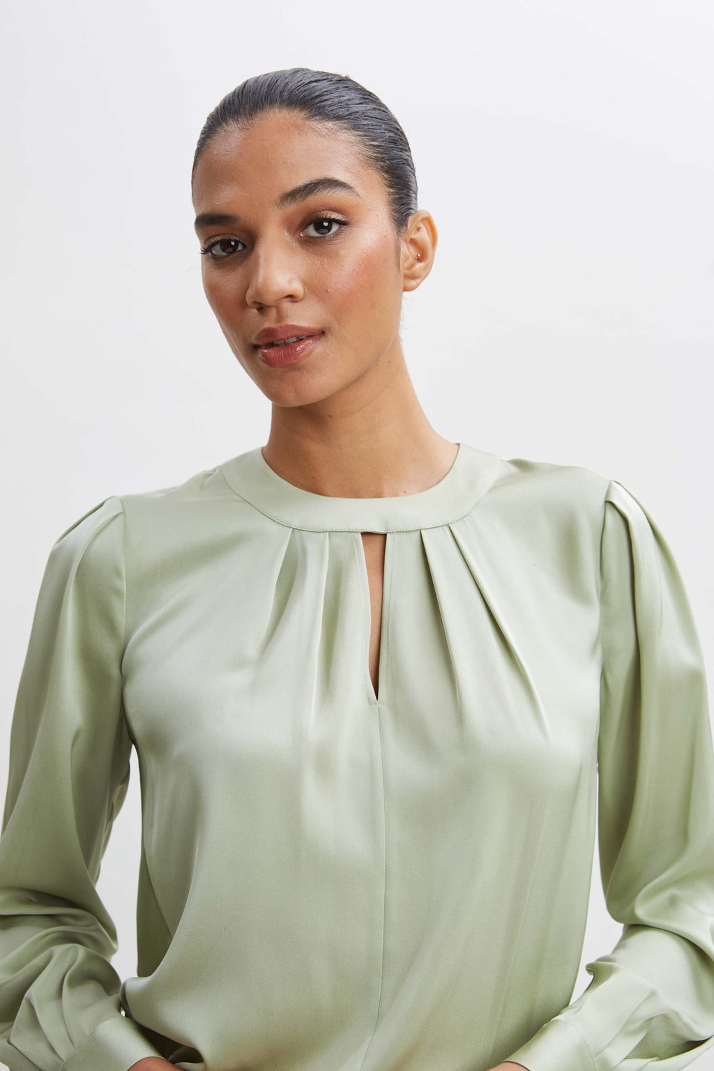 Women Silk Keyhole Shirt  | Elie Tahari