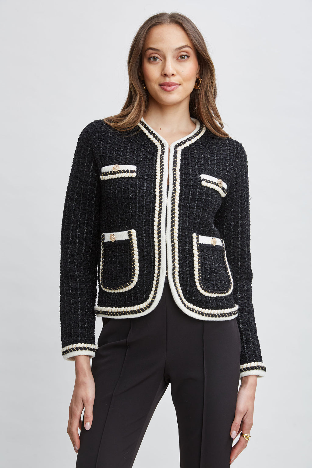 Women Contrast Cardigan Sweater  | Elie Tahari