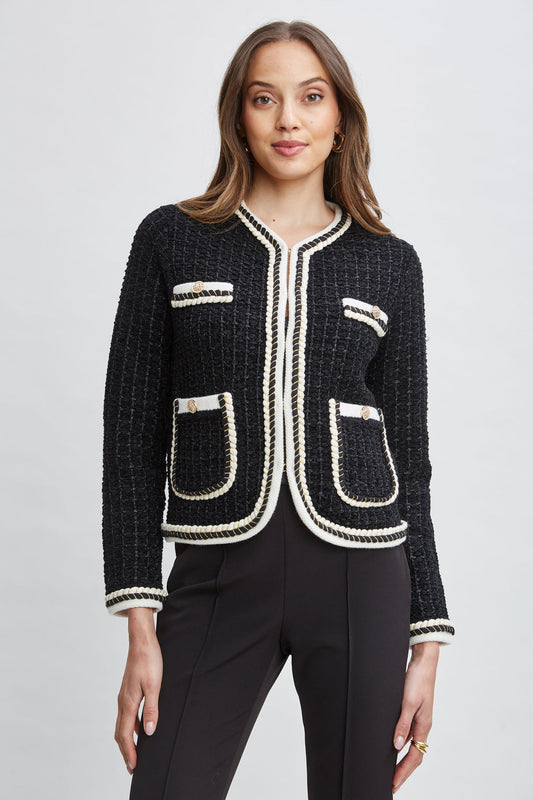 Women Contrast Cardigan Sweater  | Elie Tahari