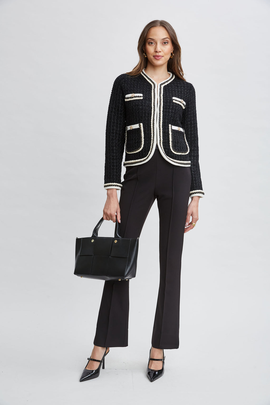 Women Contrast Cardigan Sweater  | Elie Tahari