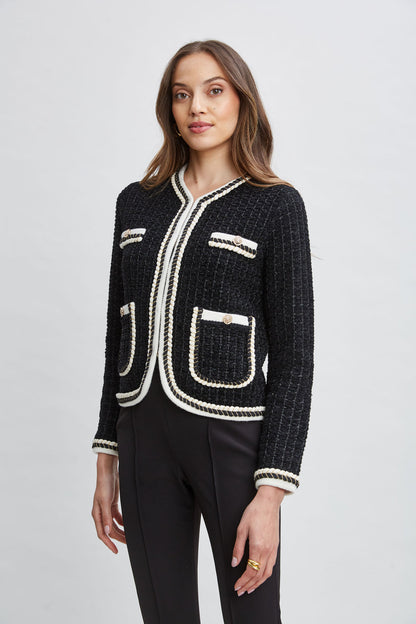 Women Contrast Cardigan Sweater  | Elie Tahari