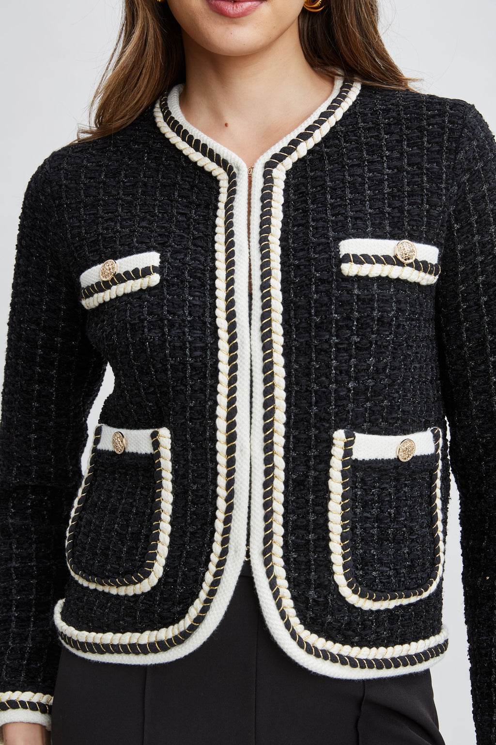 Women Contrast Cardigan Sweater  | Elie Tahari