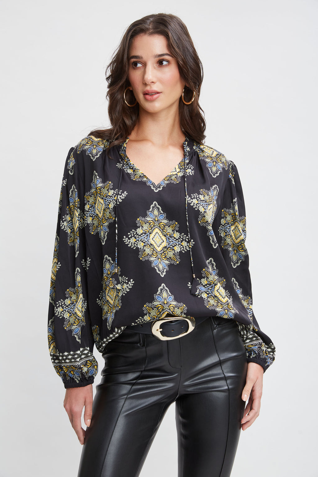 Women Silk Geometric Shirt  | Elie Tahari