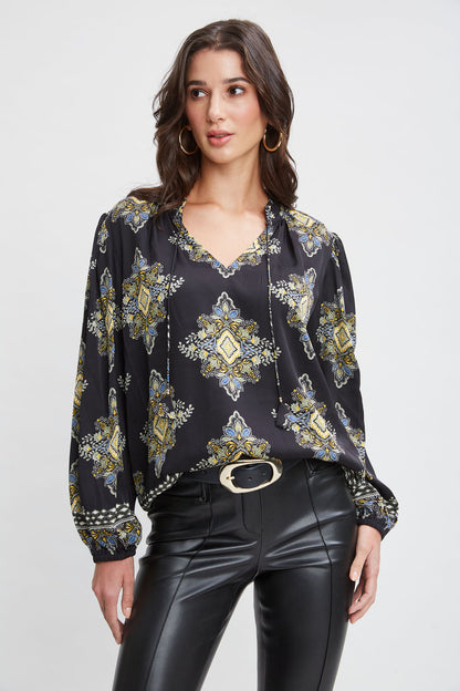 Women Silk Geometric Shirt  | Elie Tahari