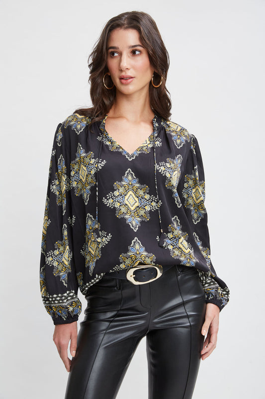 Women Silk Geometric Shirt  | Elie Tahari