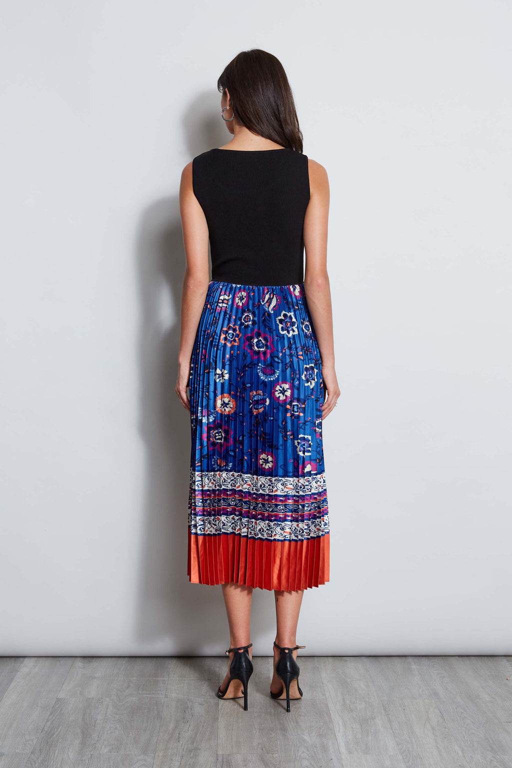 Women Twilight Pleated Dress Noir And Taj Print | Elie Tahari