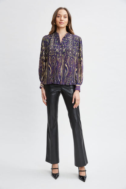 Women Paisley Micro Pleat Shirt  | Elie Tahari