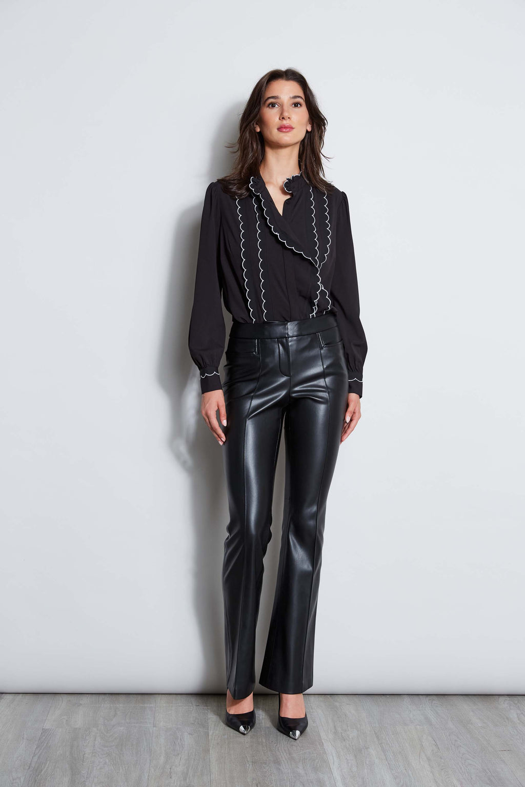 Women Scallop Button Down Shirt  | Elie Tahari