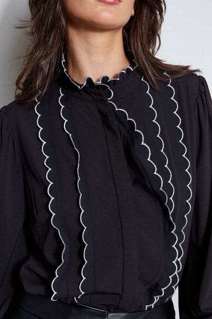 Women Scallop Button Down Shirt  | Elie Tahari