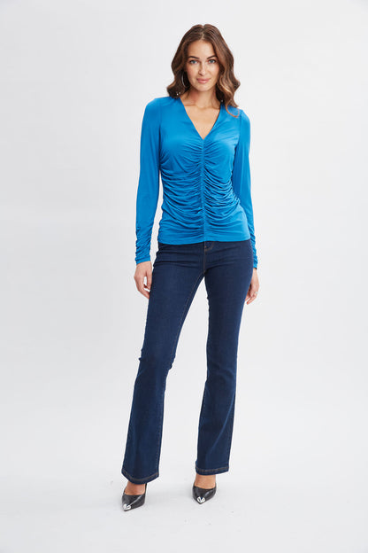Women Ruched V-Neck Knit  | Elie Tahari