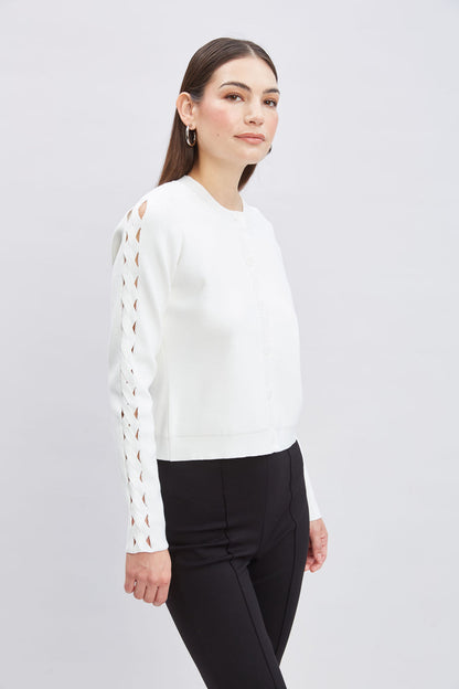 Women Cut Out Cardigan  | Elie Tahari