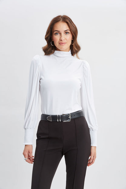 Women Smocked Turtleneck Knit  | Elie Tahari