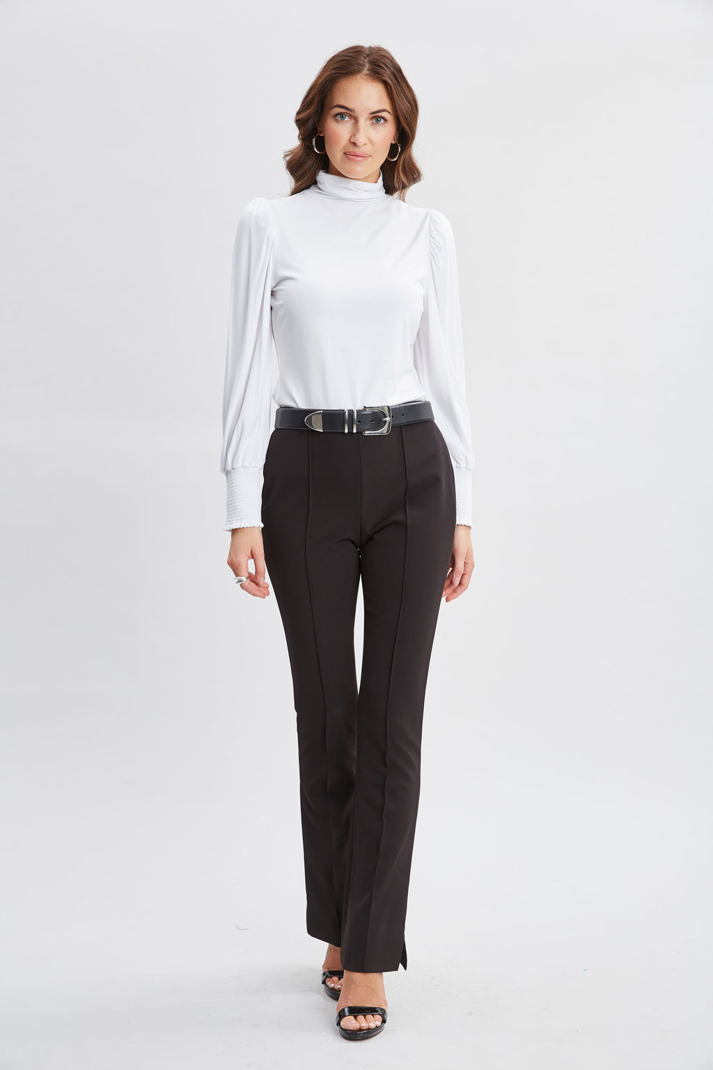 Women Smocked Turtleneck Knit  | Elie Tahari