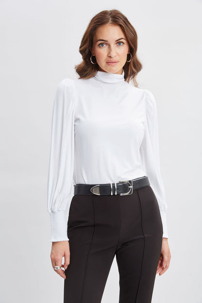 Women Smocked Turtleneck Knit  | Elie Tahari