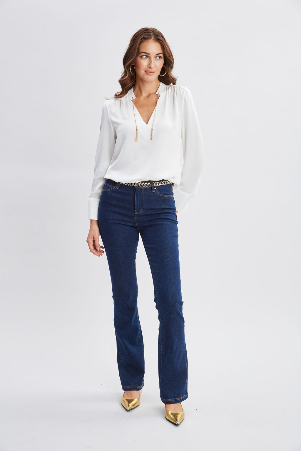Women Silk Chain Tassel Shirt  | Elie Tahari