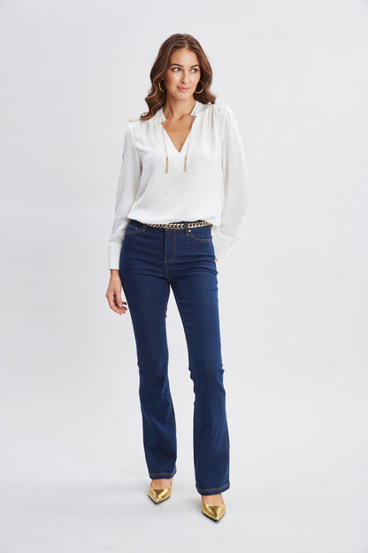 Women Silk Chain Tassel Shirt  | Elie Tahari