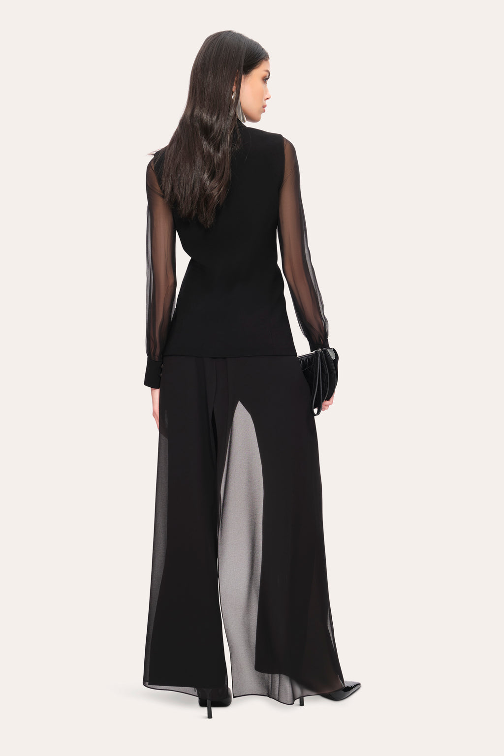 Women Chiffon Panel Pant Black | Elie Tahari