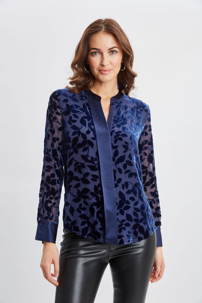 Women Satin Velvet Burnout Shirt  | Elie Tahari