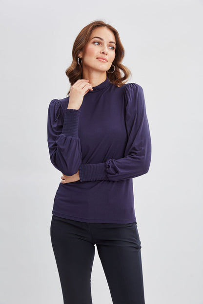 Women Smocked Turtleneck Knit Stargazer | Elie Tahari