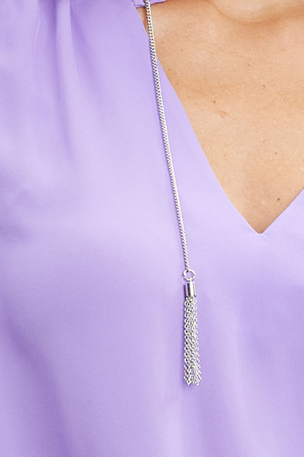 Women Silk Chain Tassel Shirt  | Elie Tahari
