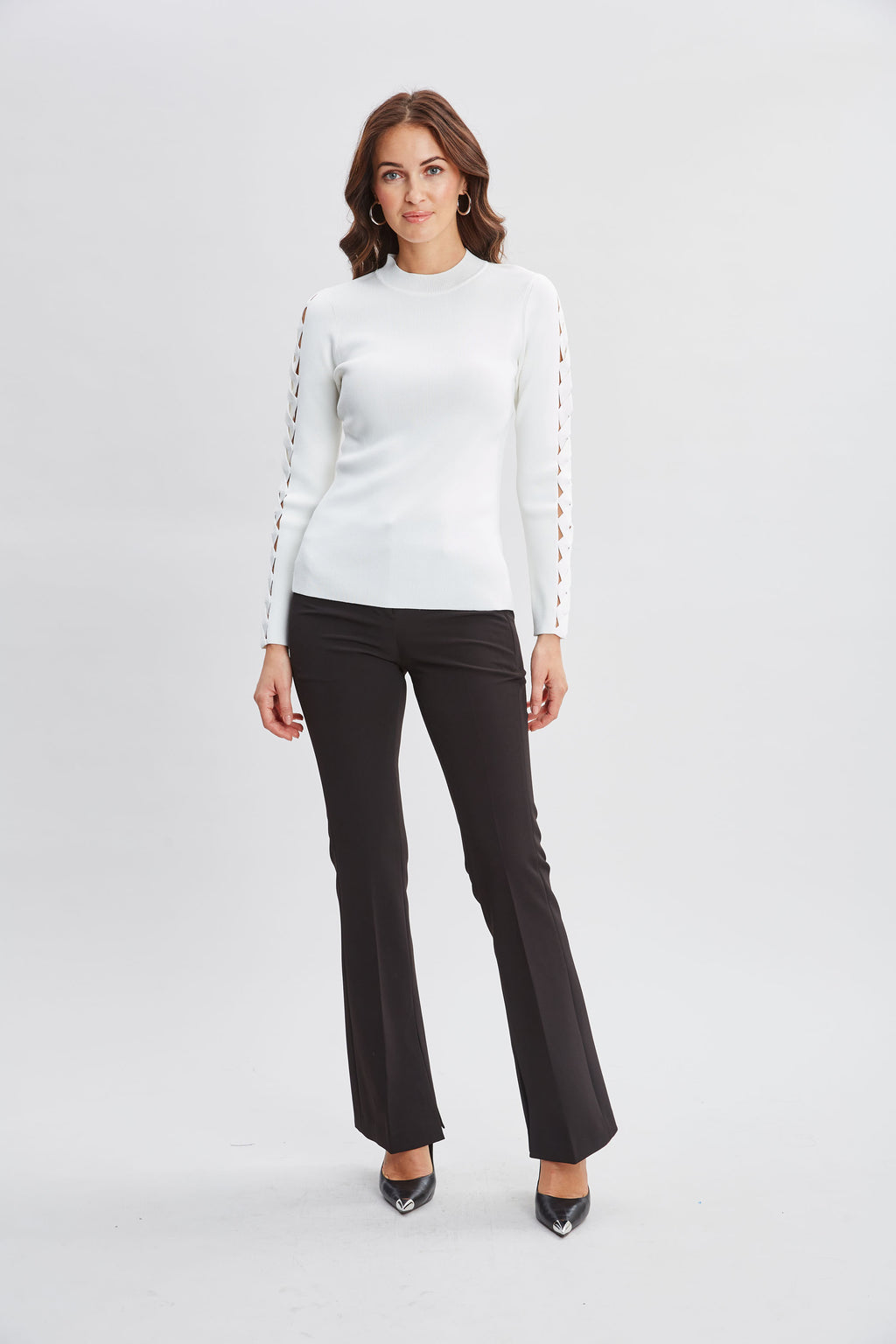 Women Openwork Sleeve Sweater  | Elie Tahari