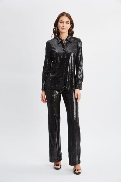 Women Sequin Pant Black | Elie Tahari