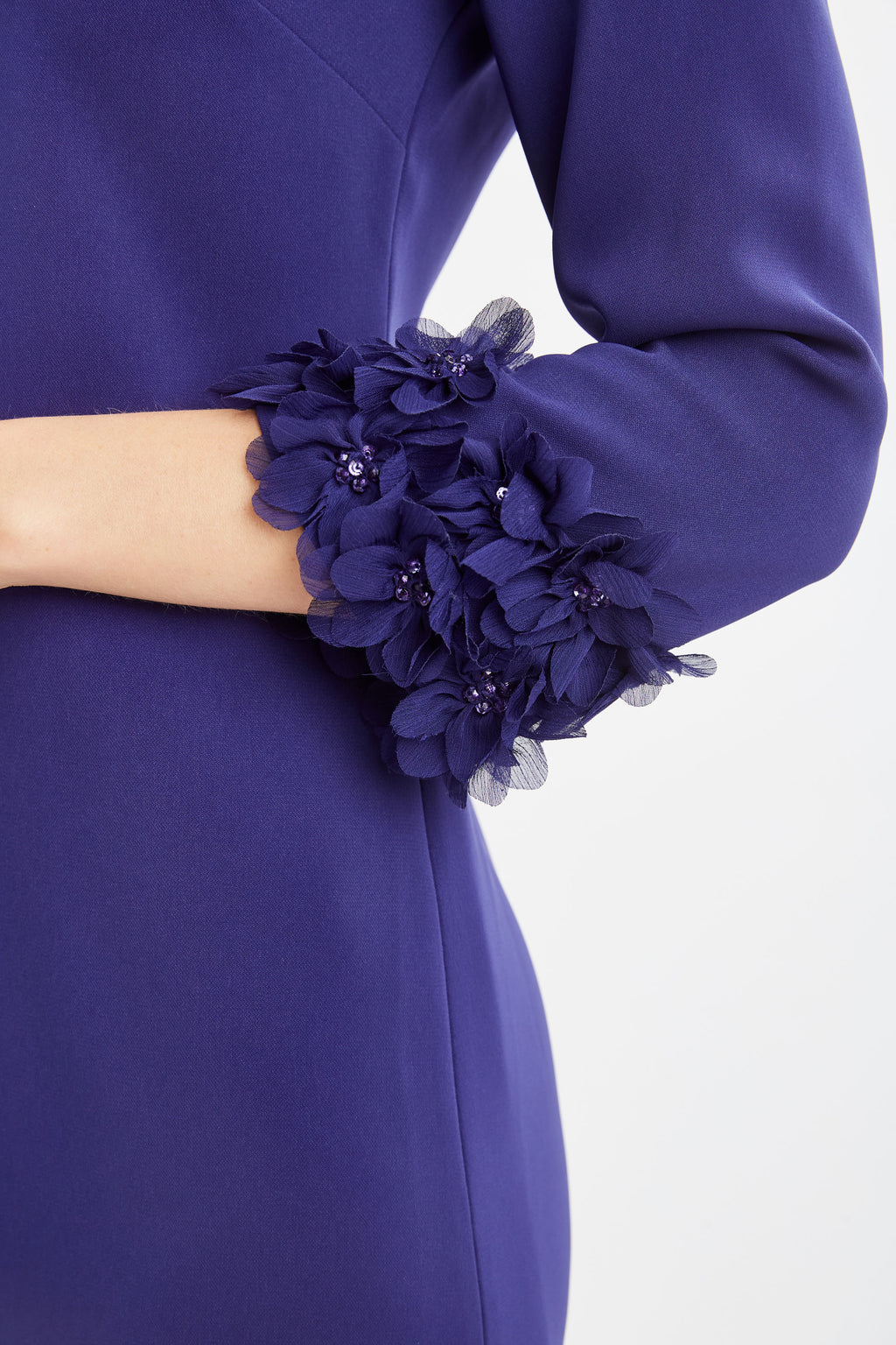 Women Flower Applique Sleeve Dress Dark Sapphire | Elie Tahari