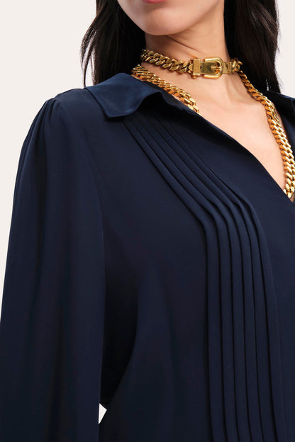 Women Silk Pintuck Shirt Midnight | Elie Tahari