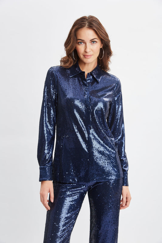 Women Sequin Button Down Shirt  | Elie Tahari