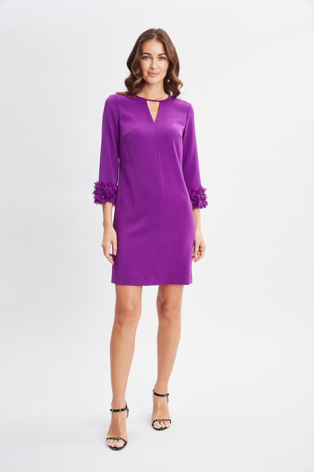 Women Flower Applique Sleeve Dress Berry | Elie Tahari
