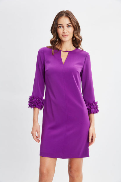 Women Flower Applique Sleeve Dress Berry | Elie Tahari