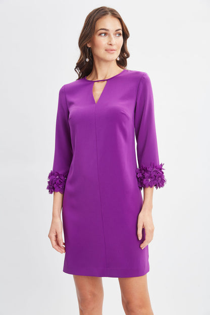 Women Flower Applique Sleeve Dress Berry | Elie Tahari