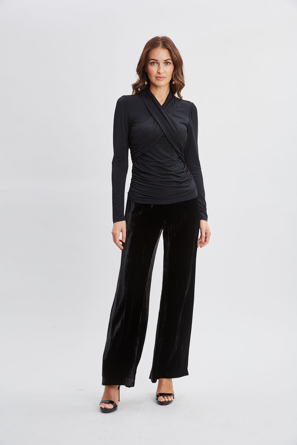 Women Crossover Ruched Knit Black | Elie Tahari