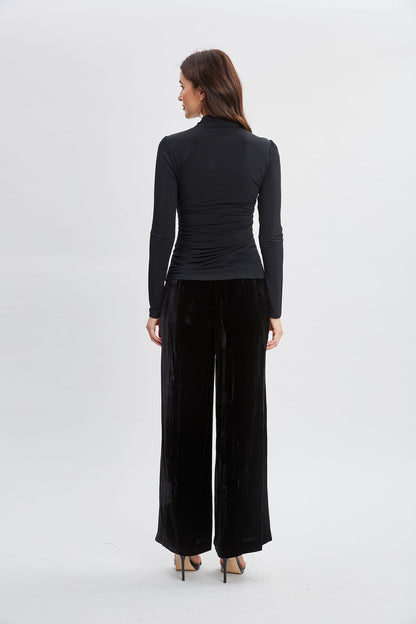 Women Crossover Ruched Knit Black | Elie Tahari