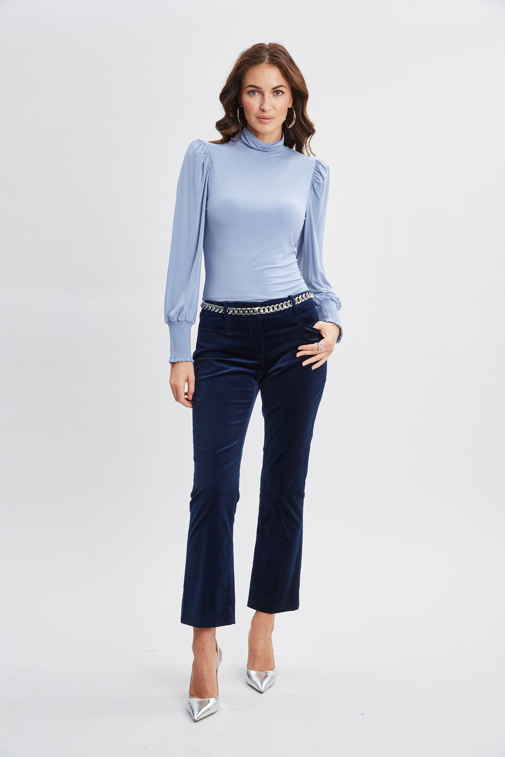 Women Smocked Turtleneck Knit  | Elie Tahari