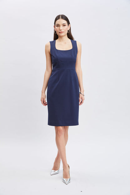 Women Square Neck Slim Dress Indigo | Elie Tahari