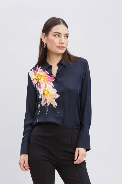Women Silk Dahlia Button Down Shirt  | Elie Tahari